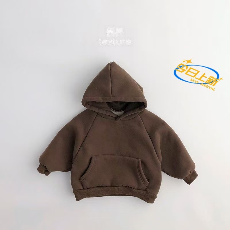 好质感~自留~秋冬韩版儿童一体绒加连帽卫衣男女潮宝洋气套头衫森|undefined