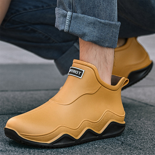 Cross-border short-barrel couple rain boots, men's low-cut exterior wear, Korean water shoes, thick soles, shallow mouth, non-slip kitchen rubber shoes, men and women