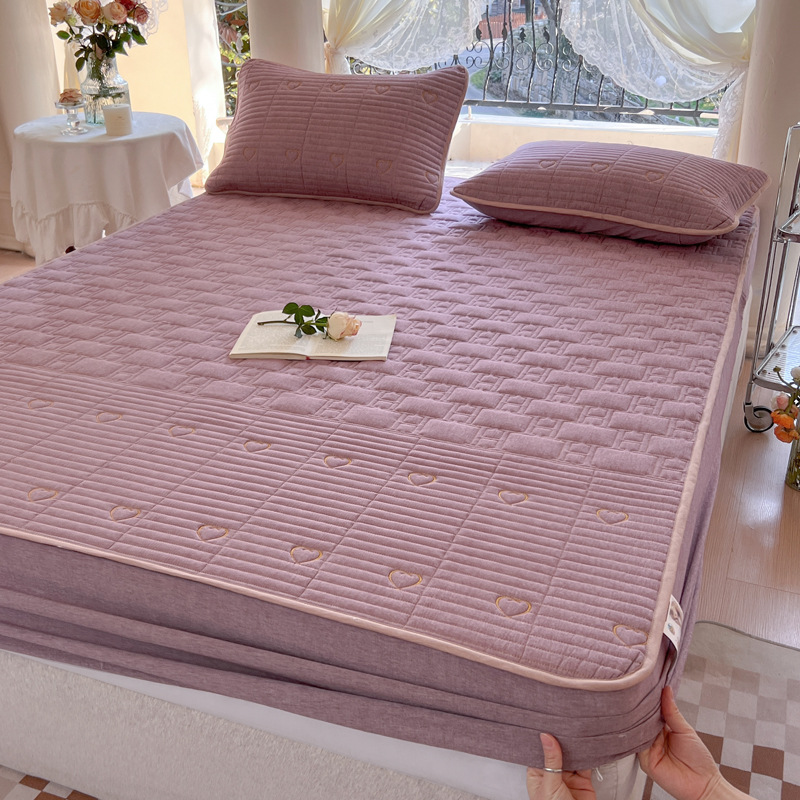 2024 nueva cubierta de cama a prueba de polvo, cubierta protectora de colchón acolchado con todo incluido, cama acolchada teñida con hilo de algodón universal de cuatro estaciones