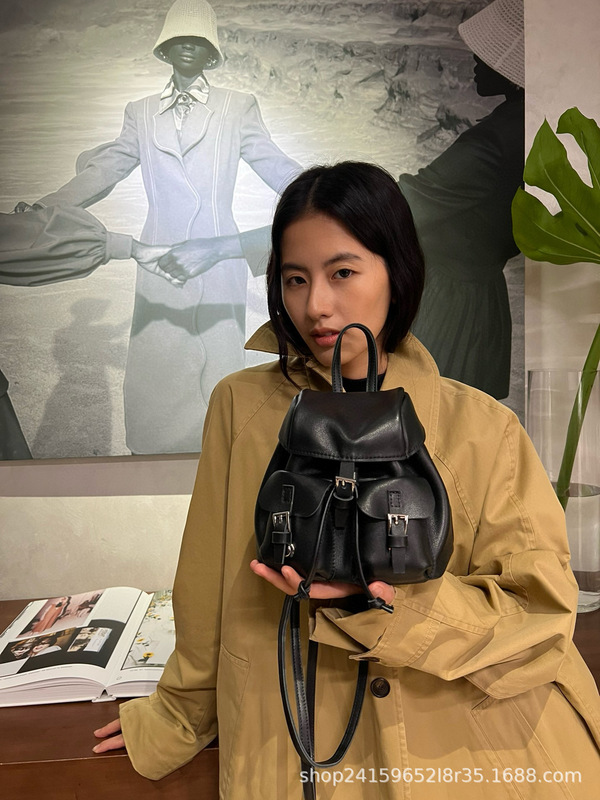 头层牛皮小众设计多口袋双肩真皮磨砂迷你双肩包女新款小背包全皮|undefined