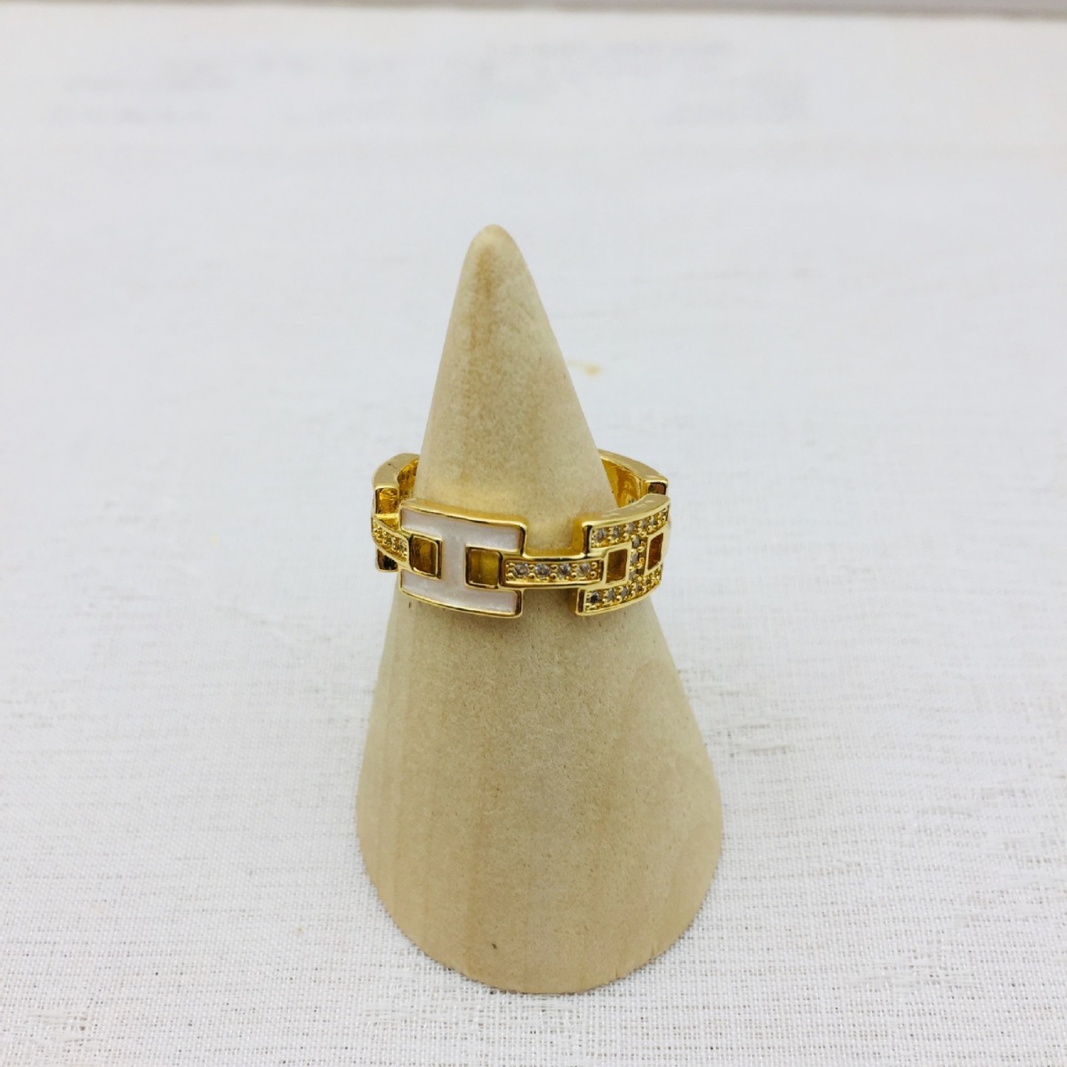 Fashionable geometric one size small design ring with zircon with…