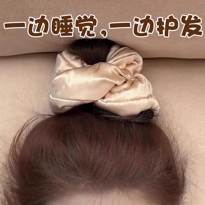 法式复古缎面大肠发圈枕头睡眠发绳女柔软不伤发加棉填充褶皱头饰