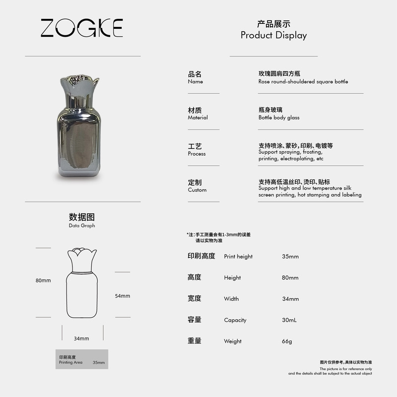 厂家现货30ml50ml圆肩四方瓶香水瓶化妆品玻璃空瓶金色玫瑰盖|undefined