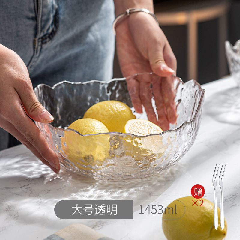 透明玻璃碗盘家用水果沙拉碗单个ins网红学生泡面创意耐热碗餐具|undefined