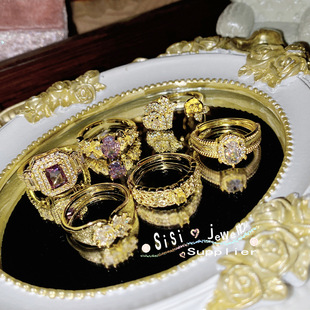 Sisi�й��L�m͢���|���Ϸ²ʌ���ָŮ �18K����ֵС������ָ�h