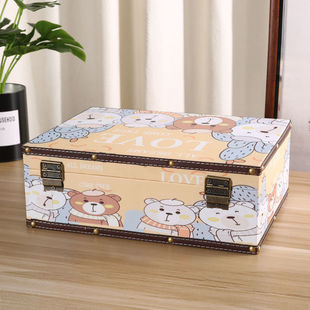 Office Bedside Storage Box Small Objects Desktop Ins Student Dormitory Cute Wooden Debris Storage Box with Lock