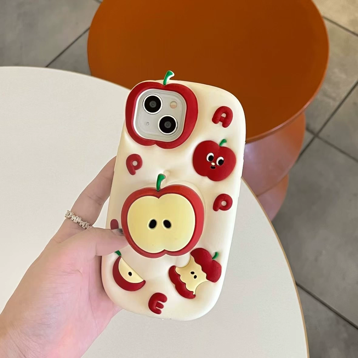 Яблоко, мультяшная миловидная линза, трубка, совместимо с iPhone 16, защитный чехол для телефона Pro, 14