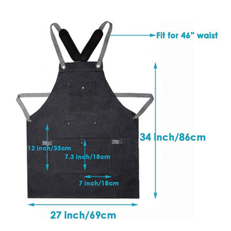 Amazon grueso lona delantal logotipo personalizado peluquero horneado té con leche tienda cafetería mono delantal al por mayor