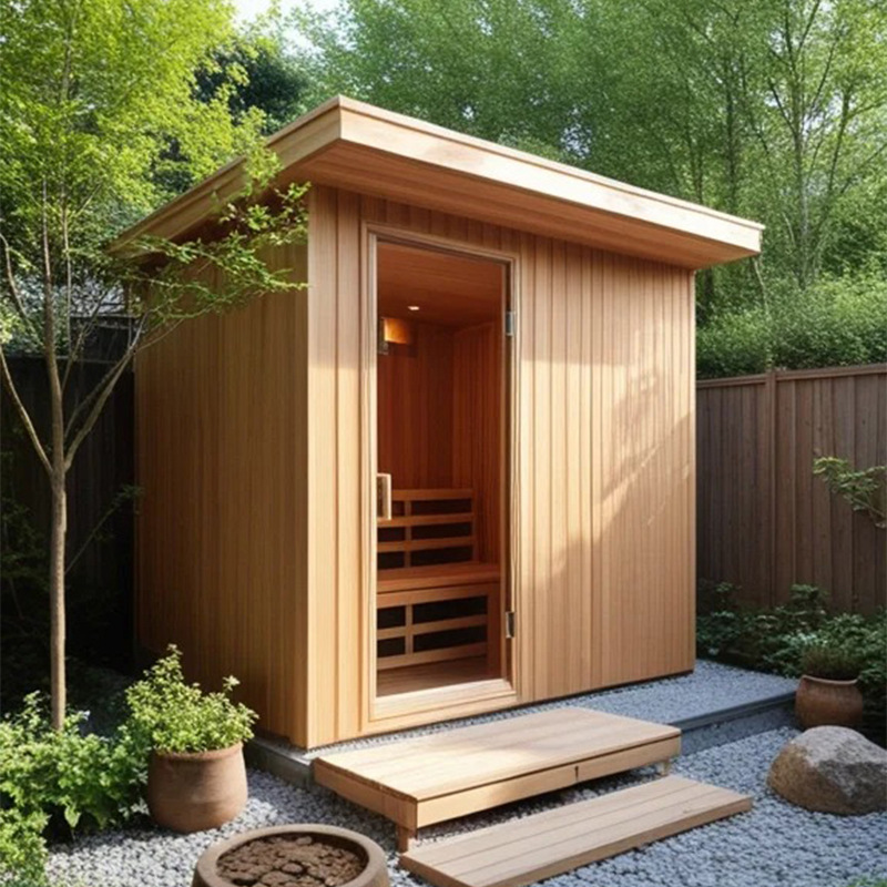Sala de sauna de aguas termales al aire libre Sala de vapor de sudor doble individual Sala de vapor seco para cuatro personas Sala de vapor de patio multijugador Casa de madera