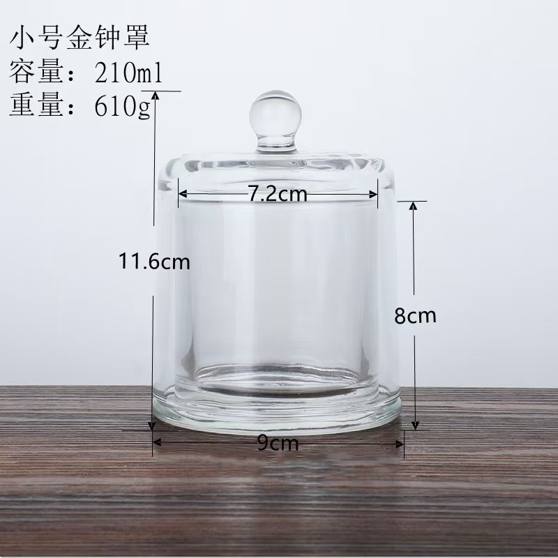 Copa de vela de campana dorada mini-casa de cera sin fuego, taza vacía de cristal en stock