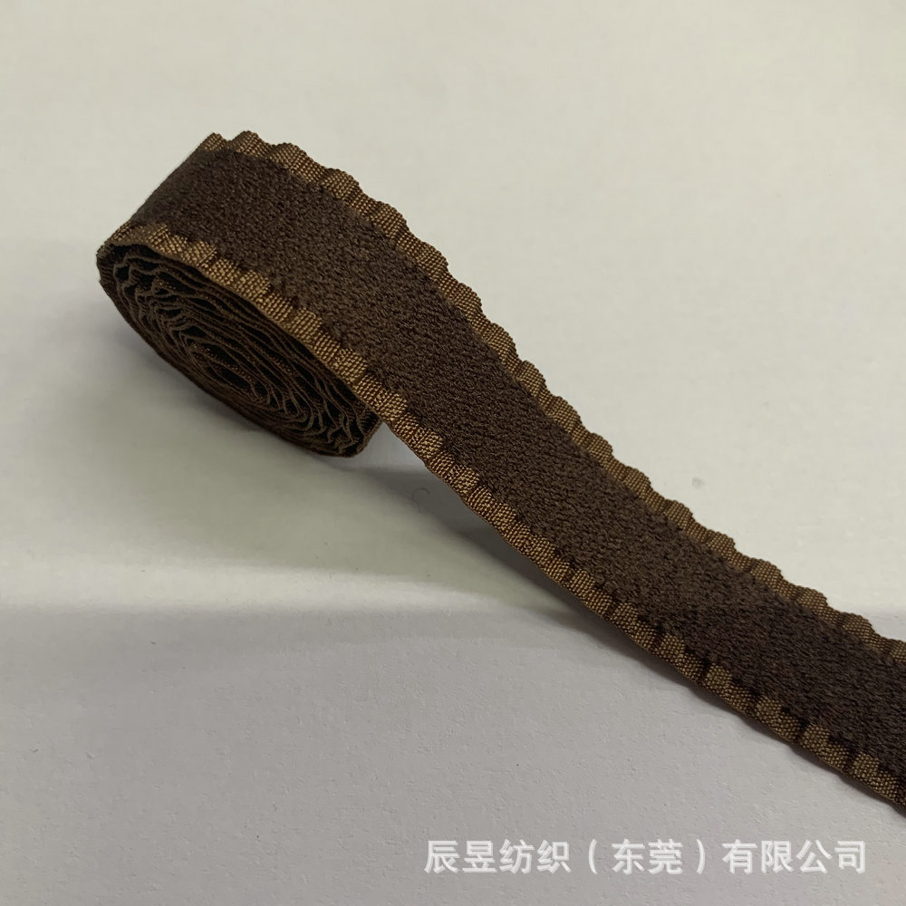 （腾来）新款现货供应16咖啡色荷叶边丝绒荷叶边织带服装鞋帽织带
