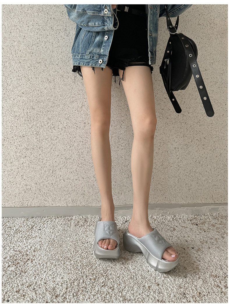 Dép sandal nữ đế dày gót cao mũi hở phong cách thể thao — Màu đen, Màu xám chi tiết 9