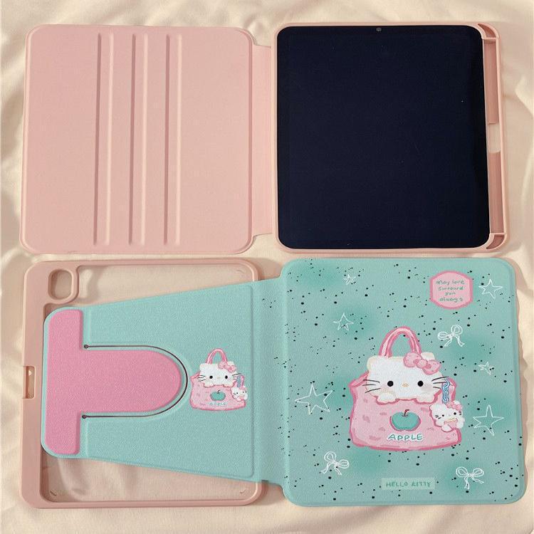 薄荷绿KT猫iPad10/9/8代A16保护套旋转苹果pro11寸air6平板保护壳|undefined