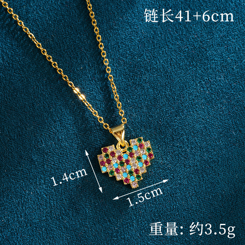 Vietnam Shajin Xiaozhong Collar de amor de diamantes de todo fósforo que no se desvanece durante mucho tiempo Pendientes de lujo ligeros de alta gama para mujer Suministro de accesorios