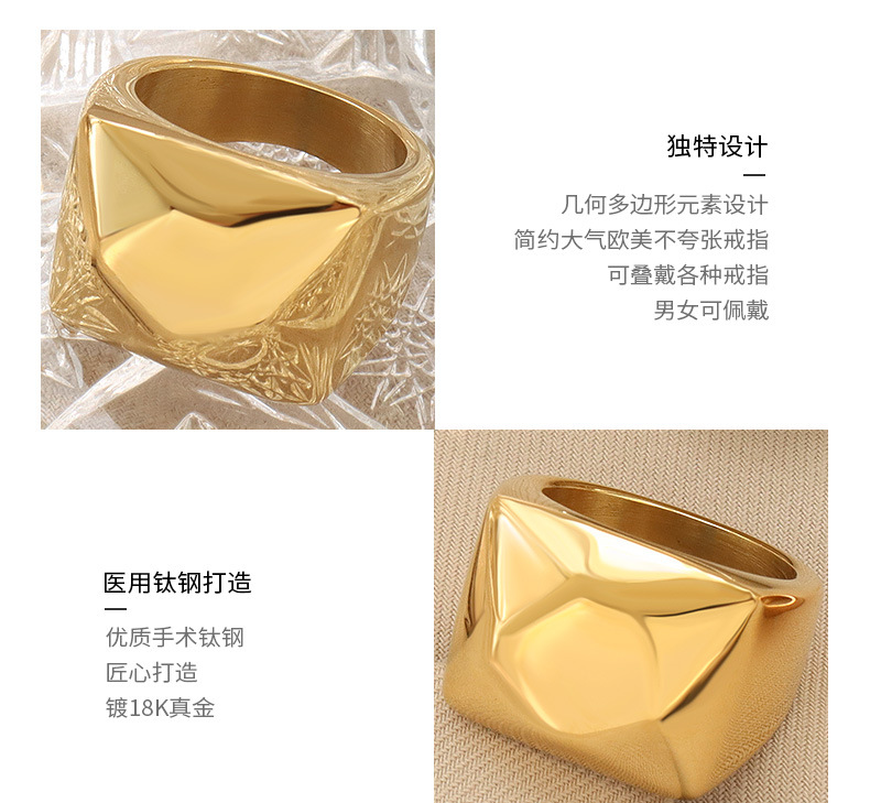 Fashion Diamond Handmade Titanium Steel Gold Ring display picture 4