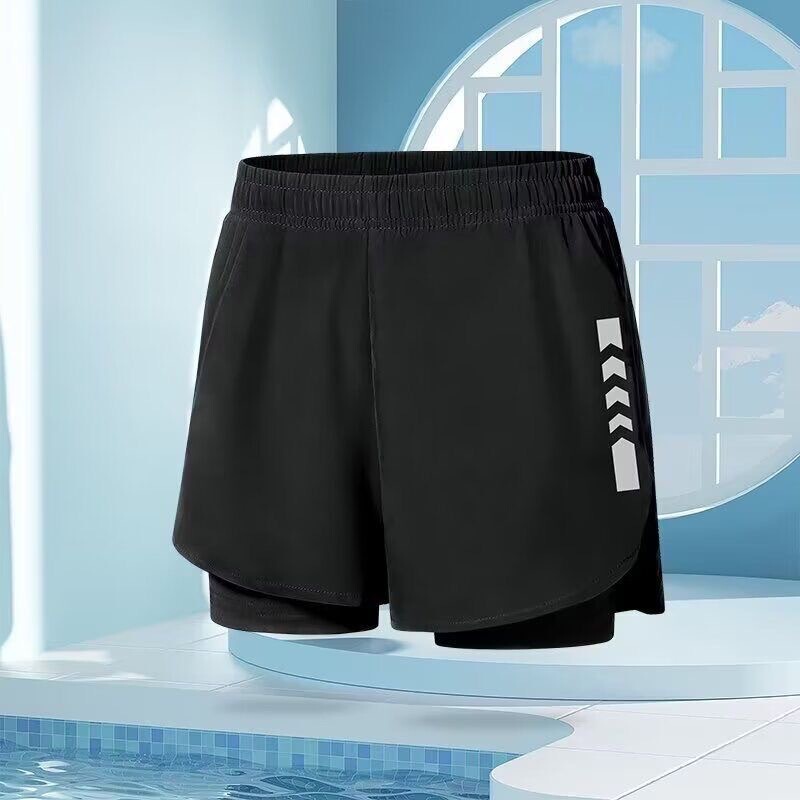 Men's Athletic Running Shorts Track and Field Marathon Cycling Shorts Basketball Lining Two-In-One Three-Point Shorts Summer New Quick-Dry
