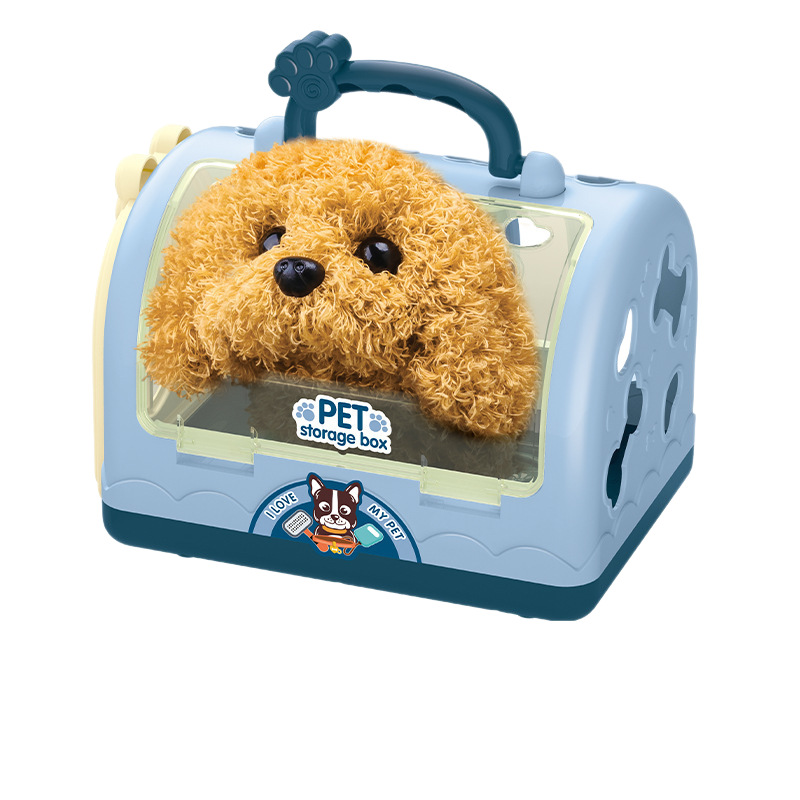 Hombres y niñas transfronterizos criando mascotas simulación de dibujos animados peluche perros perros perros casa de animales juegos para niños en casa