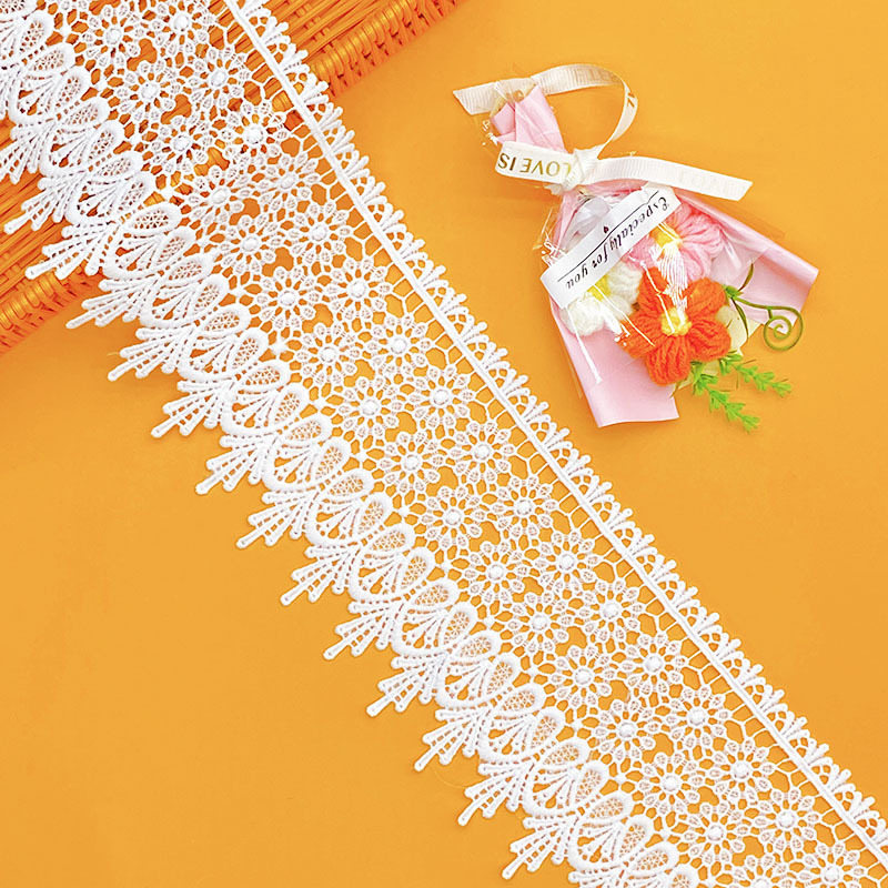 encaje soluble en agua para el hogar decoración suave joyas de mujer DIY bordado unilateral hueco leche código de barras accesorios de ropa
