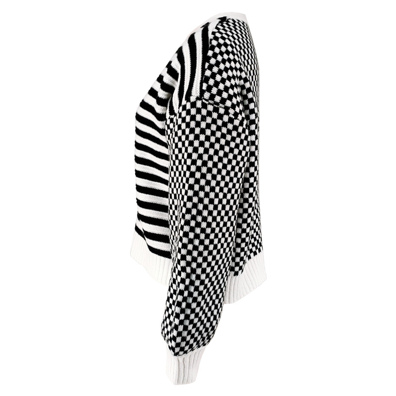 Women's Clothing Women's Knitted Cardigan Autumn/Winter Style Plaid Striped Top Sweater Style For Formal & Casual For Women_ecoleips.com