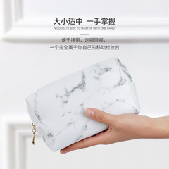 Cross-border PU marble pattern small waterproof octagonal makeup bag, portable travel toiletry bag wholesale