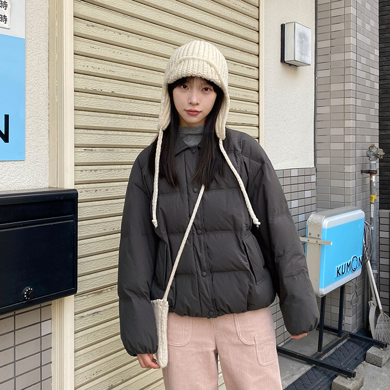 奶兔星球-自制 翻领小豆包羽绒服女冬季2025新款小个子面包服外套