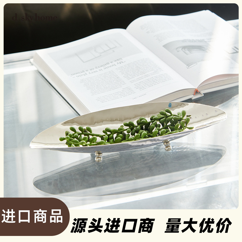 Diskei India Imported Decorative Bowl, Retro Tray, Chinese-Style Home Metal Ornament, Living Room Fruit Plate