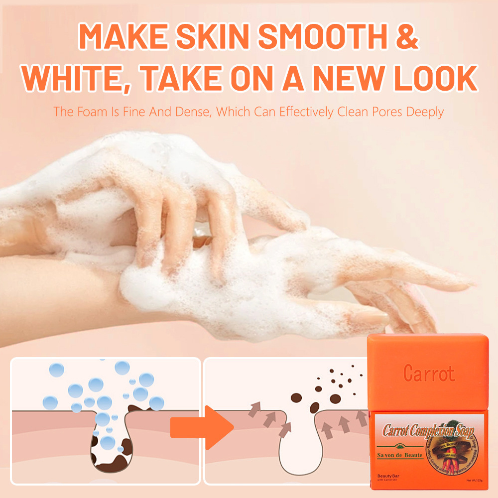 Fuente de fábrica jabon de aceite esencial de zanahoria jabon hecho a mano extracto de esencia vegetal jabon de baño suave lavado facial jabon de limpieza