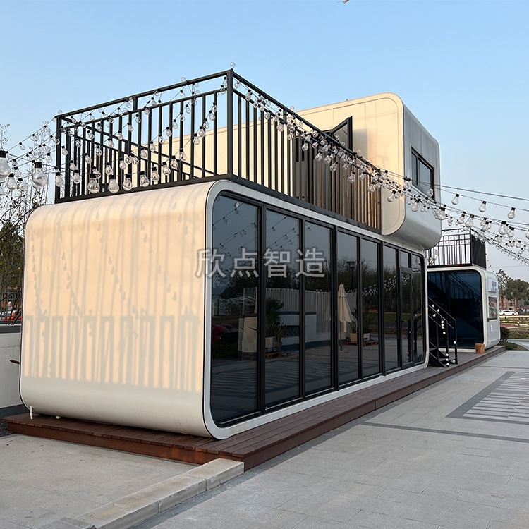 Pared cortina de vidrio panorámico Apple Cabin Residence House prefabricado integrado exterior oficina de estructura de acero móvil