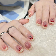 Daily Wearable French-Style Cherry Design, New Collection—Soft, Sweet, and Sophisticated; Short, Brightening, and Removable—24-Piece Finished Set