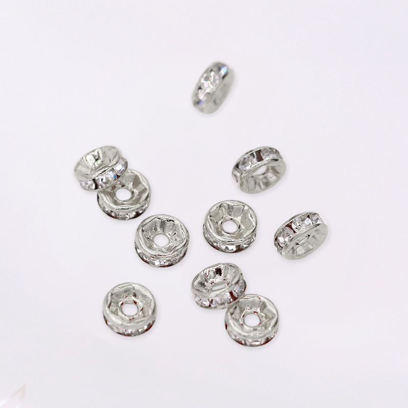 Color de retención de 18K de oro real micro-incrustaciones de diamante anillo pulsera espaciador 14K envuelto en oro rueda espaciador perlas sueltas DIY accesorios de la joyería