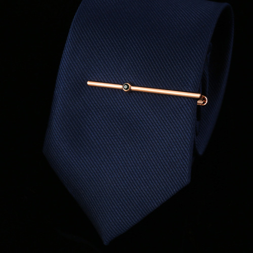 Light and luxurious men's crystal zircon thin tie clip Rose gold exquisite slim crystal tie accessories collar clip