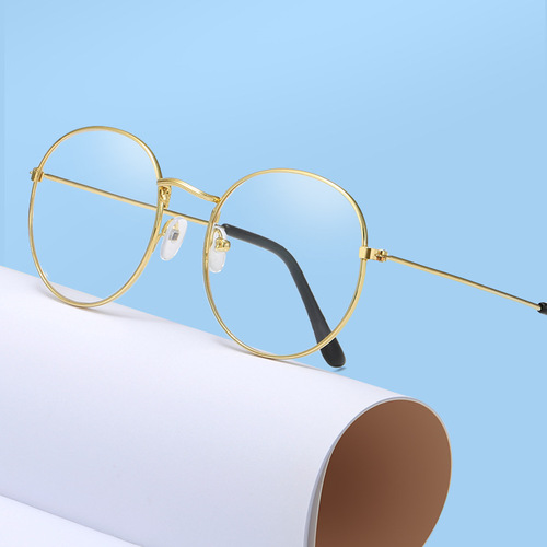 复古眼镜框男女韩版潮文艺圆形平光镜金属架可配防辐射近视眼镜框