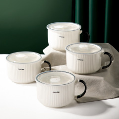 墨色陶瓷保鮮盒可微波爐加熱食品級冰箱專用保鮮碗密封碗套裝帶蓋