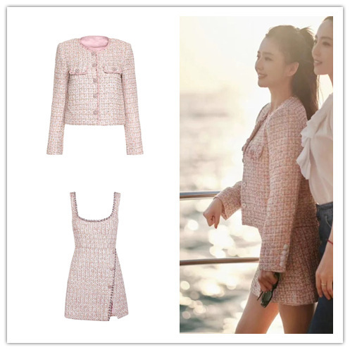 24 autumn and winter designer tide brand Tong Liya with socialite temperament small fragrant tweed coat dress suit