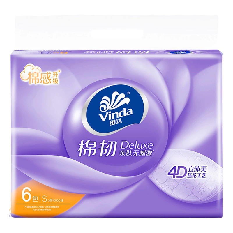 Vida Paper Drawn Трехмерная красота Натуральные товары Хлопок Жесткий 4D Тиснение Бытовая салфетка Печать Санитарное бумажное полотенце Специальное предложение Флагманское