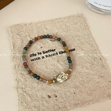 新中式国潮花脸小猫彩色串珠手链女小众精致高级感可爱百搭手饰