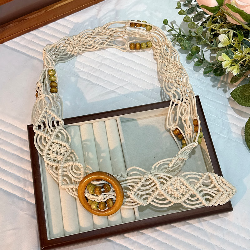 Cuerda de la cintura popular Bohemia tejida cuerda de cáñamo cadena de la cintura cinturón delgado vestido del todo-fósforo de las mujeres joyería transfronteriza al por mayor