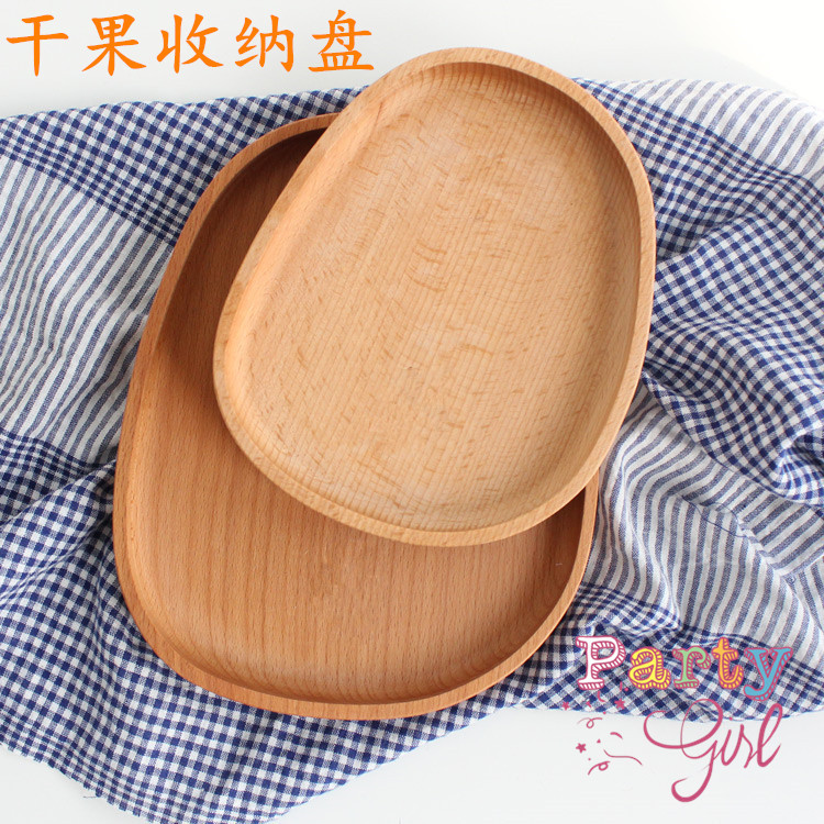 너도밤나무 만화 트레이 나무 찻잔 아침 식사 접시 대형 귀여운 식기 케이크 간식 접시 도매 청화