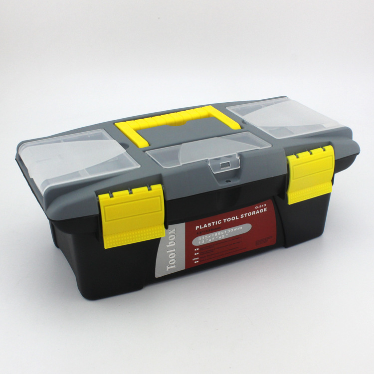 厂家批发供应14寸双扣式多隔间塑料工具箱10寸13寸多尺寸耐用