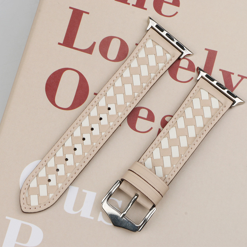 For Apple Watch iWatch98 Hand-woven Leather Watch Strap applewatchUltra2 Contrast Color Watch Strap
