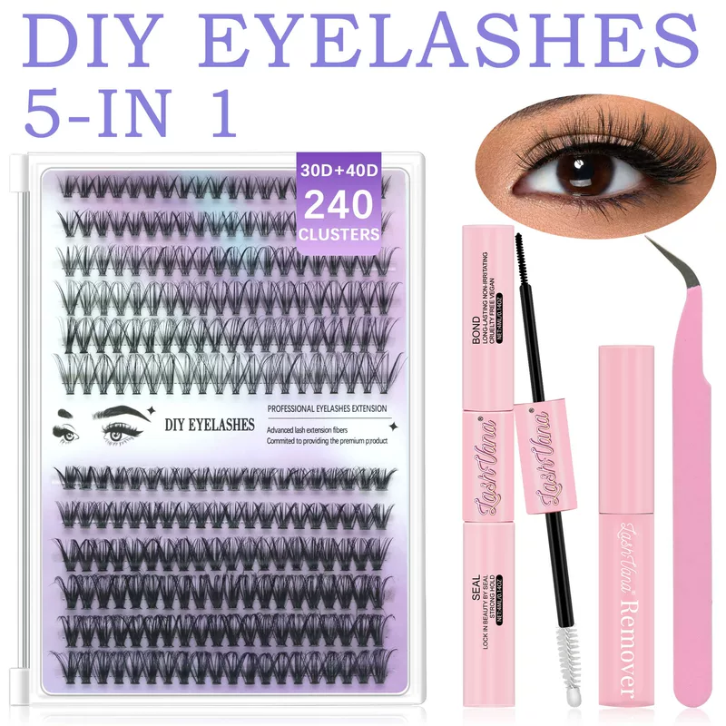 False eyelashes, set, glue for eyelashes