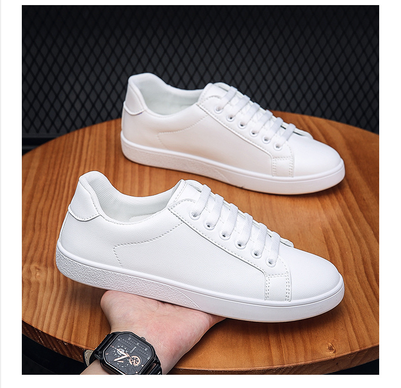 Férfi fehér bőr sneaker légáteresztő alkalmi sportcipő_voghion.com
