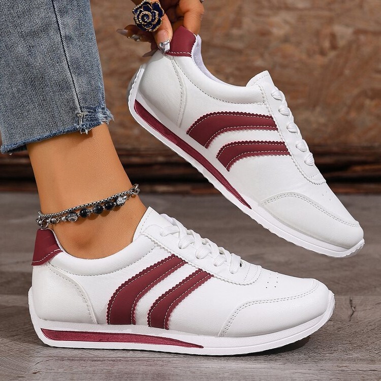 Cross-Border Popular Summer White Shoes, Soft Soles, Versatile Forrest Gump Shoes, Lace-Up Casual Sports Shoes, Soft Leather Running Shoes, Women's Shoes
