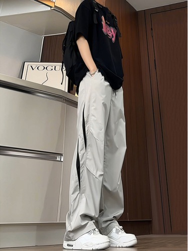 Light Gray Quick-Dry Tactical Pants for Men | Autumn-Season Patchwork Design | Mesh-Structured, Breathable Trousers | American-Style Paratrooper Workwear Pants