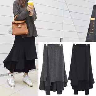 AliExpress Amazon best-selling fake two leggings women 200kg chubby girl plus size slim fleece-lined thick warm
