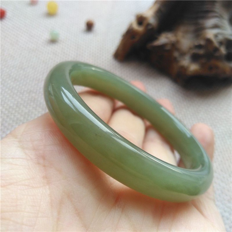 Vòng tay ngọc Hetian chất liệu Thanh Hải ngọc xanh trắng, phong cách cổ điển chi tiết 10