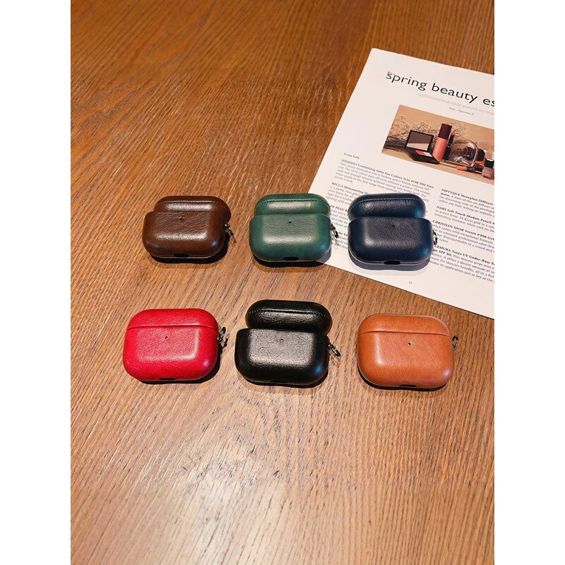 Retro High-End Oil Leather Texture Solid Color Protective Case Suitable for AirPods 4, Apple Pro/2Nd Generation Bluetooth Earphone Case, 5Th Generation