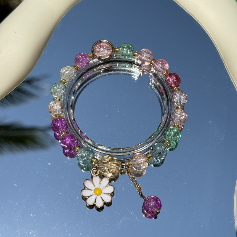 Kristall Gänseblümchen Perlenarmband Koreanischer Stil Für Damen_voghion.com
