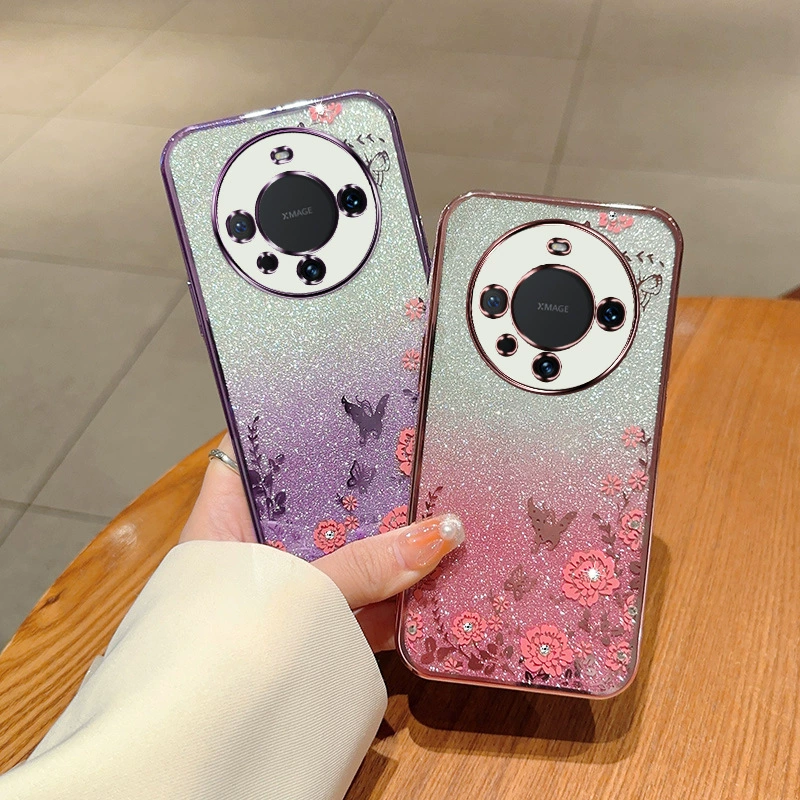 Huawei Mate60pro электроплавление 6D секретный сад мобильный телефон чехол Nova11 градиент порошок страз каждого 60 защитный чехол