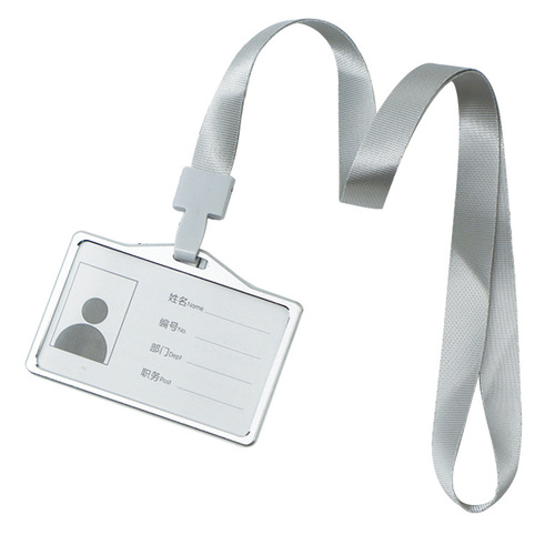 Aluminum alloy double-sided transparent card holder work badge factory brand student tag lanyard employee name badge metal document holder